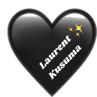 a black heart with laurent kusoma written on it