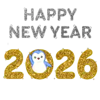 happy new year 2026 with a penguin on the number