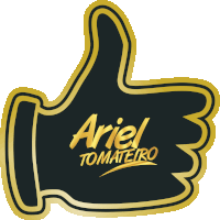 a black and gold thumbs up sign for ariel tomateiro