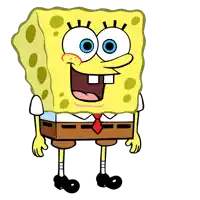 a cartoon character named spongebob is smiling and wearing a tie