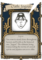 a card with a picture of a man and the words oath jogoat