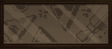 it looks like a pixel art of a map of the world in a wooden frame .