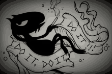 a black and white drawing of a devil with the words do it