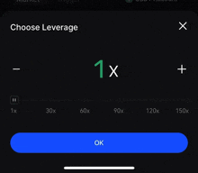 a screen that says choose leverage 150 x