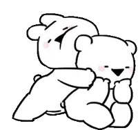 two teddy bears are hugging each other in a black and white drawing .