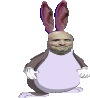 a cartoon character with bunny ears and a bald man 's face