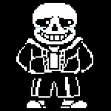 a pixel art of a skeleton with a crying face .