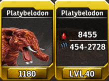 two cards for platybelodon with their stats