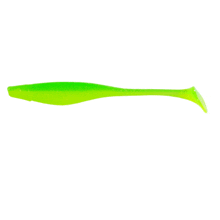 a neon green fishing lure with a long tail