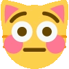 a yellow cat emoji with pink cheeks and ears