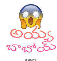 a sticker with a surprised face and the word kulfy on the bottom