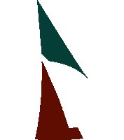 a green triangle and a red triangle are on a white background