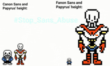 a pixel art comparison of canon sans and papyrus 's height .