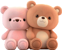 two teddy bears are sitting next to each other