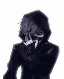 tokyo ghoul kaneki ken is wearing a hooded jacket and a mask .