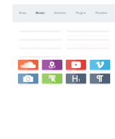 a screenshot of a website shows a row of blocks sections and plugins