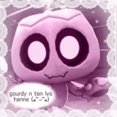 a picture of a cartoon character with the words gourdy n ten lys hanne on it