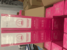 boxes of dr rashel feminine deodorant fresh spray are stacked on top of one another