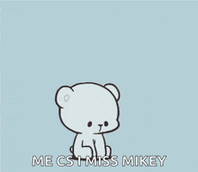 a cartoon of a teddy bear saying " me csi miss mikey " on a blue background