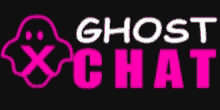 a logo for ghost chat with a ghost face