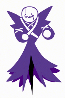 a drawing of a person with a purple dress and a sword