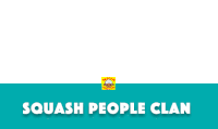 a blue sign that says squash people clan