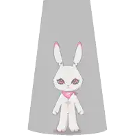 a cartoon of a white bunny with pink ears