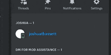 a screenshot of a discord app showing the modmail bot playing dm to contact staff