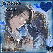 a picture of a man with the words " je tadore sister " written on it