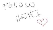 a white board with the words follow hemi and a red heart on it