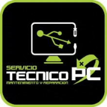 a logo for servicio tecnico pc with a computer monitor