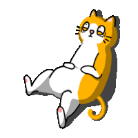 a cartoon drawing of a cat laying down