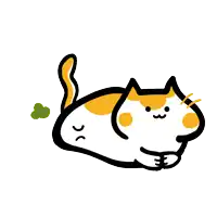 a cartoon drawing of a cat with yellow spots on its body