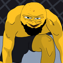 a cartoon of a man with a beard and a yellow head