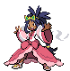 a pixel art drawing of a girl in a pink dress and crown .