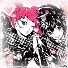 a picture of two girls with emira written on the bottom right