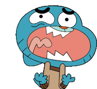 gumball from the amazing world of gumball has a very angry face