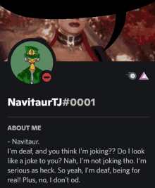 a screenshot of a person 's profile with the name navitaurtj # 0001