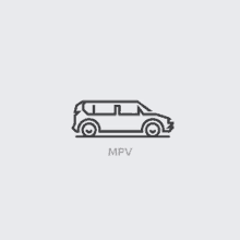 a line drawing of a minivan on a white background with the word mpv below it .