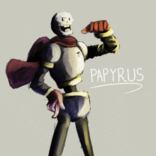 a drawing of a skeleton with the name papyrus on it