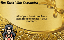 a gold background with the words fun facts with cassandra written on it