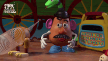 mr potato head from toy story is talking to slinky