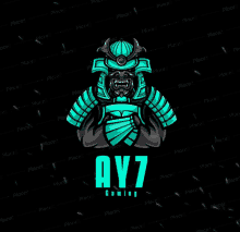 a logo for ay7 gaming shows a samurai