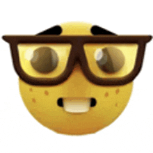 a cartoon smiley face wearing glasses and a smile .