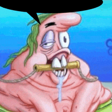 patrick star from spongebob has a speech bubble above him