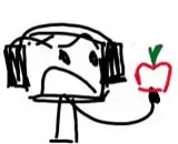 a drawing of a person wearing headphones and an apple .