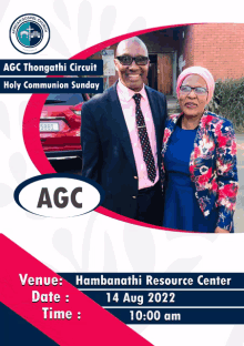 a poster for the agc thongathi circuit holy communion sunday on august 14 2022