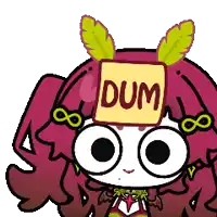 a cartoon character with a sign that says dum on it