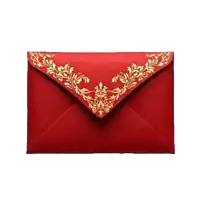 a red envelope with a yellow piece of paper that says " i love you " on it
