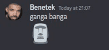 a screenshot of a discord conversation between benetek and a statue .